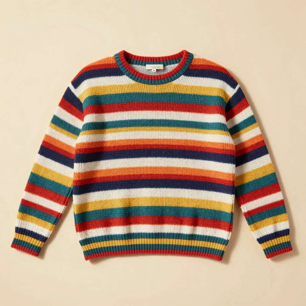70s Retro Striped Crochet Sweater