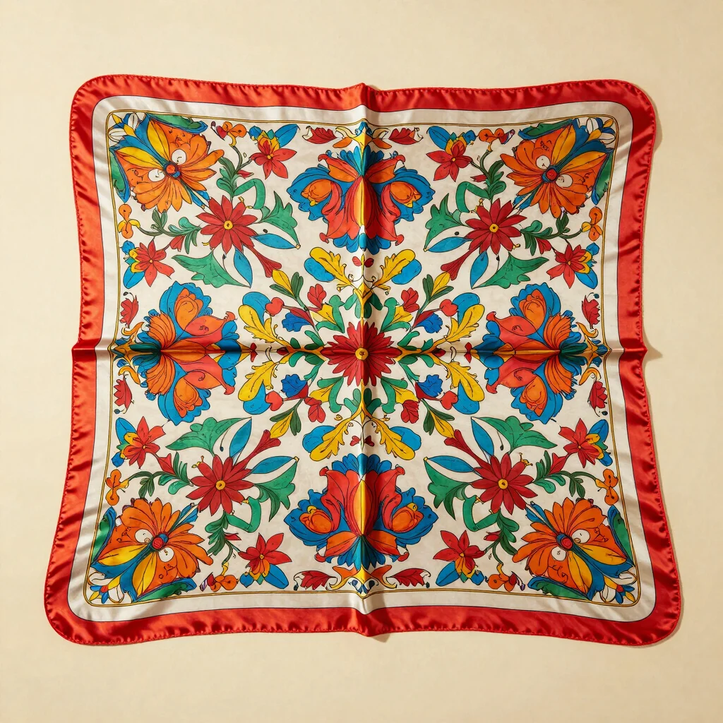 60s Psychedelic Floral Silk Scarf