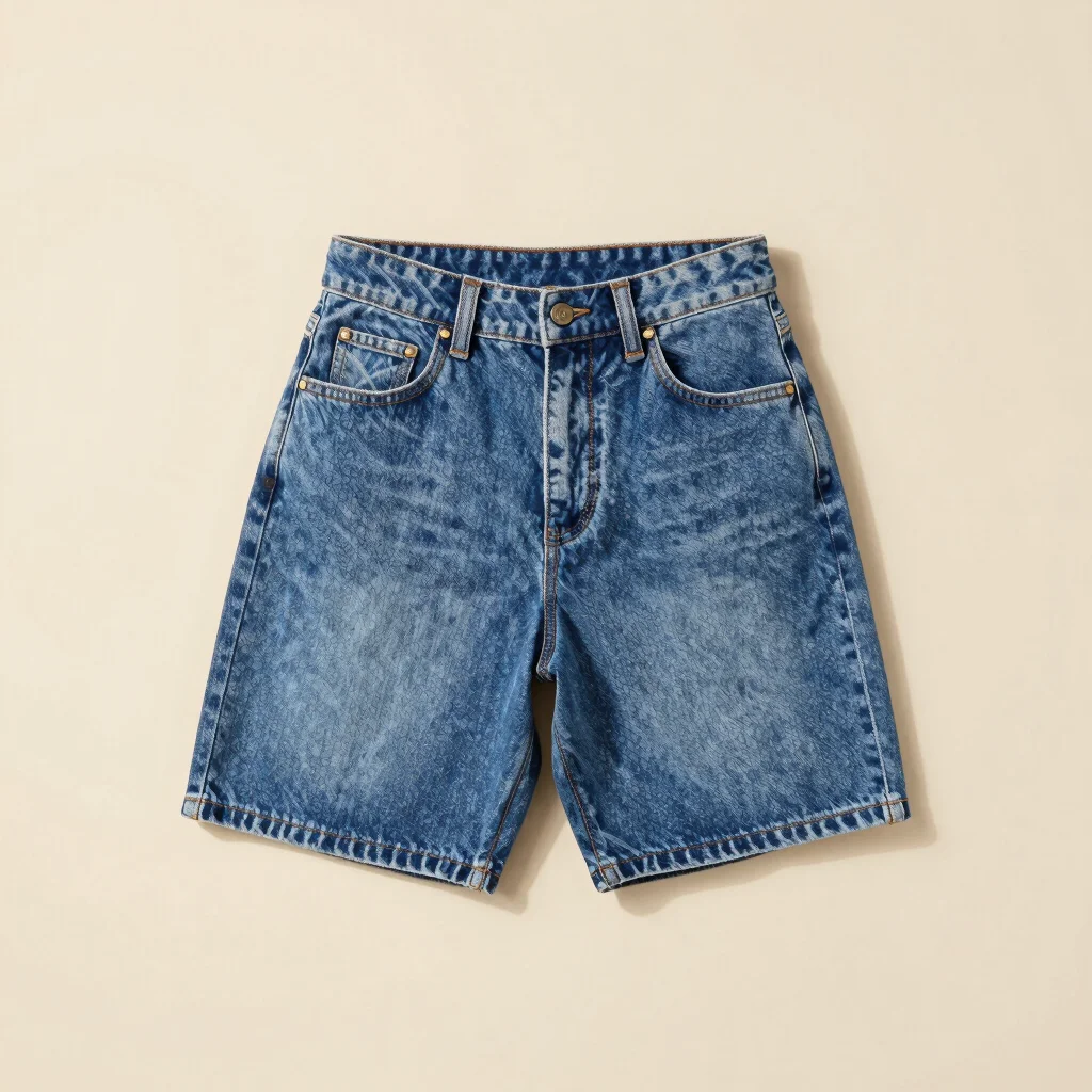 80s High-Waisted Acid Wash Shorts