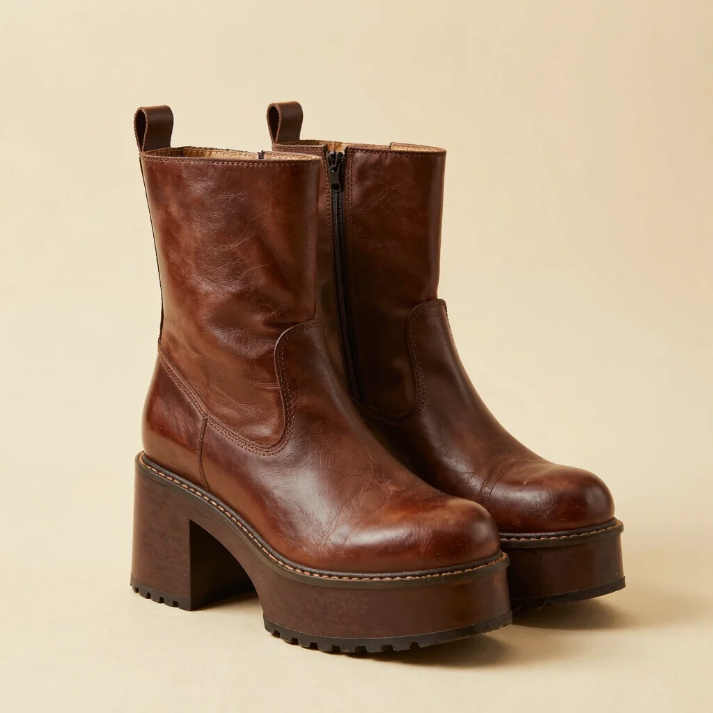 90s Chunky Platform Leather Boots